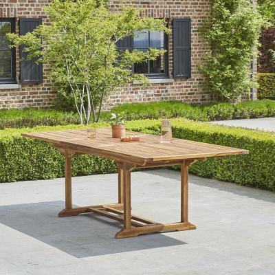 BERAH GETAH Table de jardin en teck huil&eacute; massif extensible 8/10 pers. - Marron