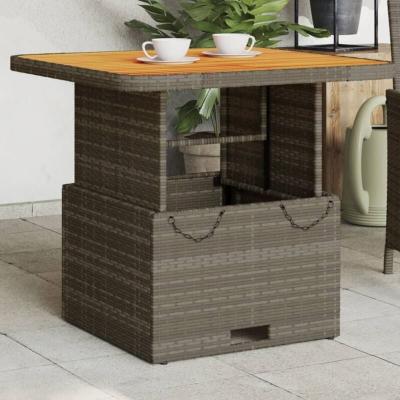 VIDAXL  Table De Jardin Gris 80x80x71 Cm R&eacute;sine Tress&eacute;e Et Bois Acacia