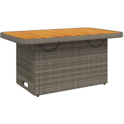 VIDAXL  Table De Jardin Gris 90x55x71cm R&eacute;sine Tress&eacute;e Et Bois D'acacia
