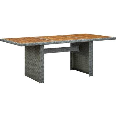 VIDAXL Table de jardin gris clair r&eacute;sine tress&eacute;e et bois d'acacia