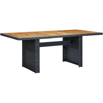 VIDAXL Table de jardin gris fonc&eacute; r&eacute;sine tress&eacute;e et bois d'acacia