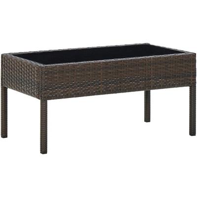 VIDAXL Table de jardin Marron 75x40x37 cm R&eacute;sine tress&eacute;e  - Marron