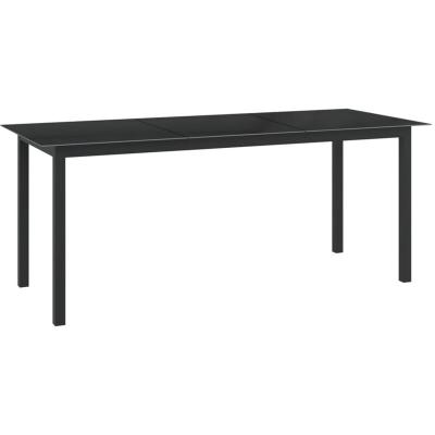 VIDAXL Table de jardin Noir 190x90x74 cm Aluminium et verre  Noir