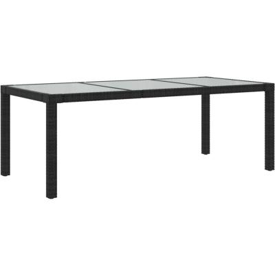 VIDAXL  Table De Jardin Noir 190x90x75 Cm Verre Tremp&eacute;/R&eacute;sine Tress&eacute;e