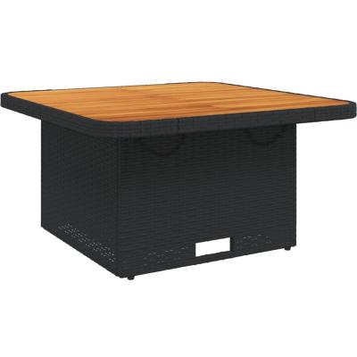 VIDAXL  Table De Jardin Noir 80x80x71 Cm R&eacute;sine Tress&eacute;e Et Bois Acacia