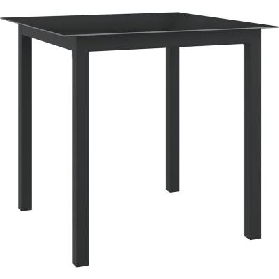 VIDAXL Table de jardin Noir 80x80x74 cm Aluminium et verre  Noir