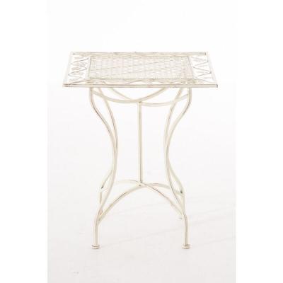 CLP Table de jardin carr&eacute;e r&eacute;sistante en m&eacute;tal Cr&egrave;me antique