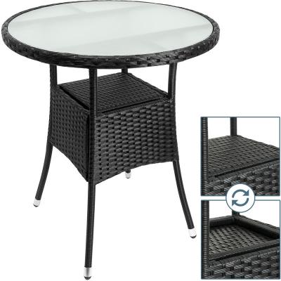 CASARIA Table en polyrotin noir &Oslash;60cm ronde pour jardin et balcon
