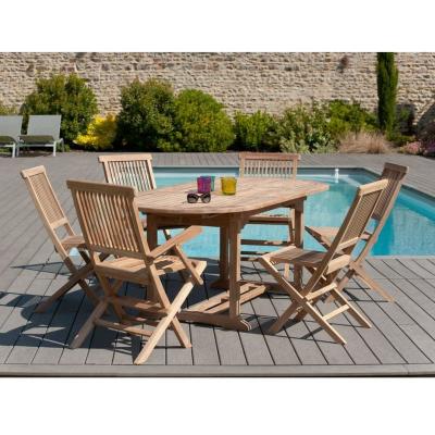  Table de jardin en teck 6/8 personnes extensible L200 cm