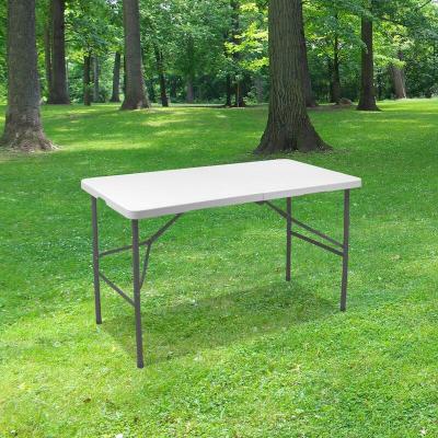 SKYLANTERN Table Pliante 120 cm d'Appoint Rectangulaire Blanche Hauteur R&eacute;glable - Table de Camping 6 Personnes L120 x l60 x H74cm en hdpe Haute Densit&eacute;