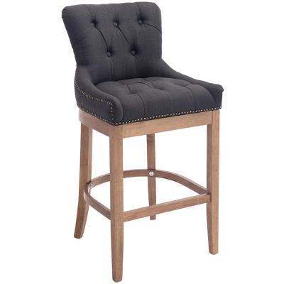 Tabouret de bar lakewood tissu pi&egrave;tement antique clair , gris fonc&eacute;