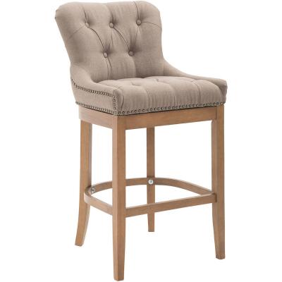 CLP Tabouret de bar Lakewood tissu Pi&egrave;tement antique clair , Taupe