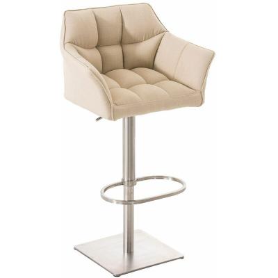 CLP Tabouret de bar Damaso en Tissu , Cr&egrave;me/Acier inoxydable
