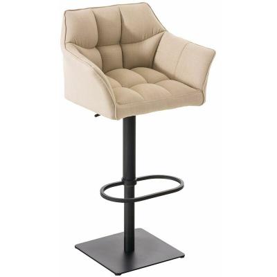 CLP - Tabouret de bar Damaso en Tissu beige M&eacute;tal noir mat