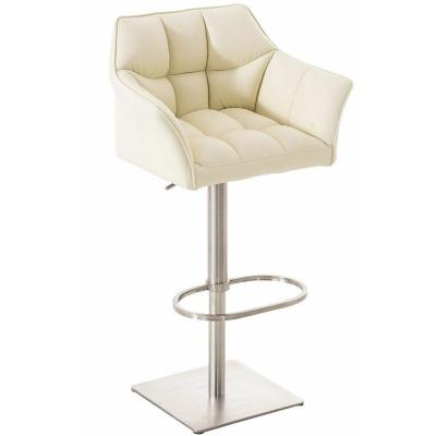Tabouret de bar damaso en similicuir , cr&egrave;me/acier inoxydable