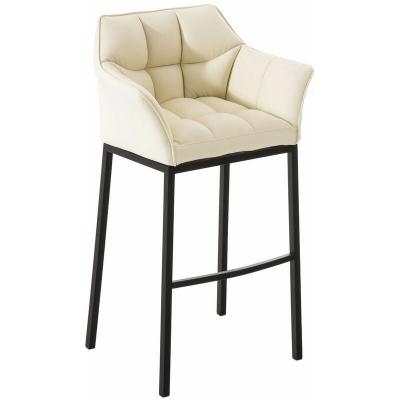 CLP - Tabouret de bar Damaso similicuir beige M&eacute;tal noir mat