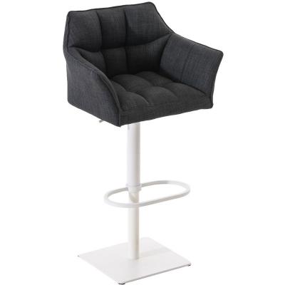 Tabouret de bar Damaso en Tissu gris fonc&eacute; M&eacute;tal blanc mat