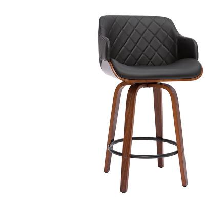 Tabouret de bar design noir et bois fonc&eacute; H65 cm LUCIEN