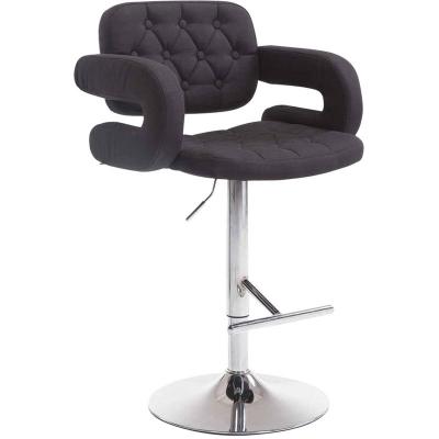 CLP Tabouret de bar Dublin Tissu avec pied en m&eacute;tal , Noir /Chrome