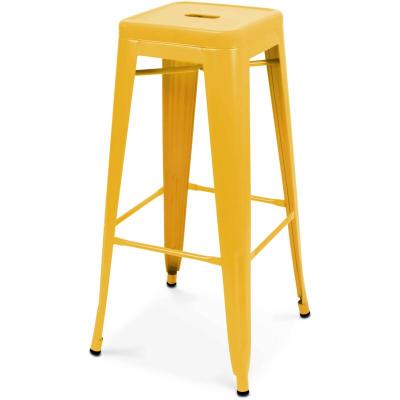 Tabouret de jardin haut - 43 x 43 x 76 cm - Acier - Oviala - Jaune
