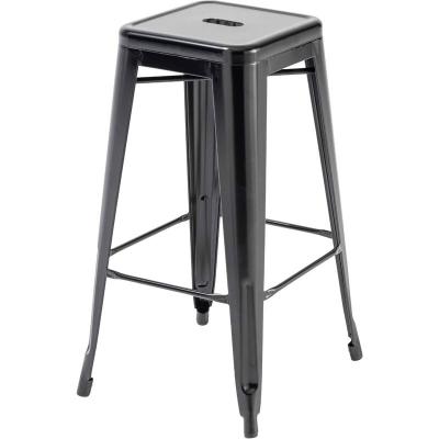 Tabouret de jardin haut - 43 x 43 x 76 cm - Acier - Oviala - Noir