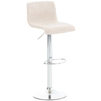 Tabouret de bar hoover assise en tissu pi&egrave;tement m&eacute;tal chrom&eacute; , cr&egrave;me