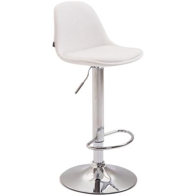 CLP Tabouret de bar Kiel assise et dossier rembourr&eacute;s similicuir , Chrome/Blanc