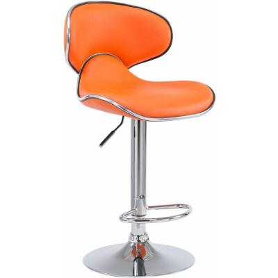 CLP Tabouret de bar Las Vegas V2 similicuir avec pied en m&eacute;tal , Orange/Chrome 