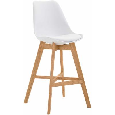 CLP Tabouret de bar Cannes avec coque en plastique , Blanc /Nature