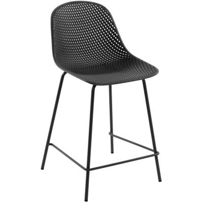 LF Kave Home - Tabouret ext&eacute;rieur Quinby gris hauteur 65 cm - Gris