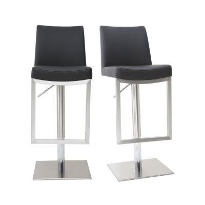 Tabourets de bar relevables noir et acier chrom&eacute; (lot de 2) kyle