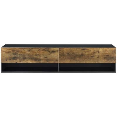 HELLOSHOP26 Etag&egrave;re murale design &agrave; 2 portes meuble support tv rangement 140 cm noir ch&ecirc;ne fonc&eacute; 03_0005185