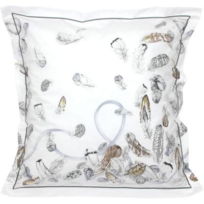 LINNEA Taie d'oreiller percale pur coton plumes 65x65 cm - Blanc