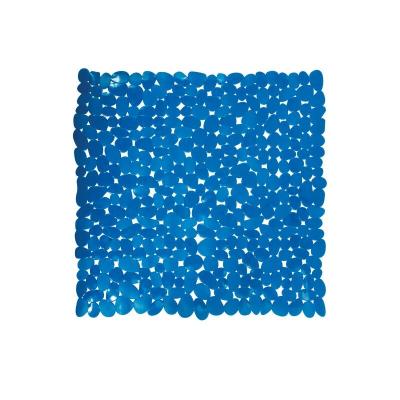 MSV  140890 galets tapis de douche pvc bleu fonc&eacute; 53 x 53 x 0,1 cm