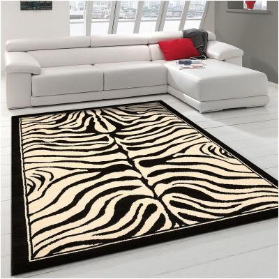 UNAMOURDETAPIS Tapis Entr&eacute;e 60x110 Tiss&eacute; Noir Rectangle Motif Animaux Lyn1 Zebro