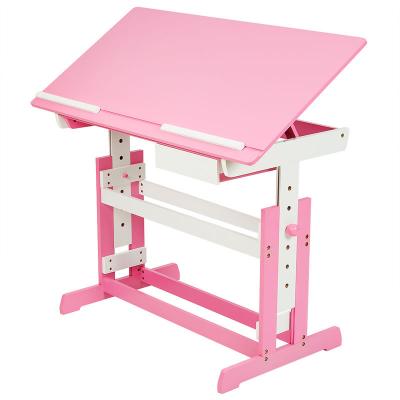 TECTAKE Bureau r&eacute;glable en hauteur et inclinable en Bois - rose vif