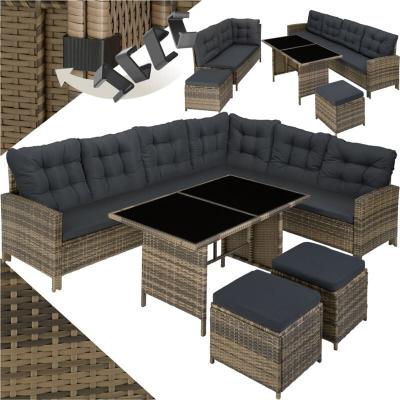 TECTAKE Canap&eacute; de jardin BARLETTA modulable - marron naturel/gris fonc&eacute;