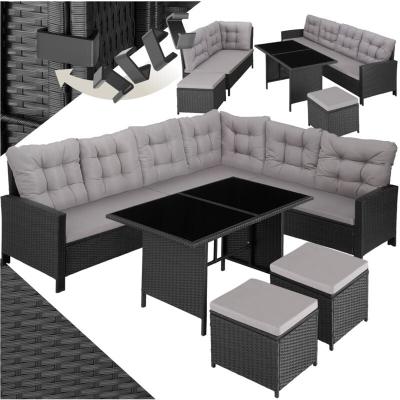 TECTAKE  canap&eacute; de jardin barletta modulable - noir/gris 404252
