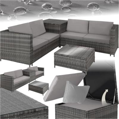 TECTAKE Canap&eacute; de jardin SIENNE 4 places avec coffre gris/gris clair