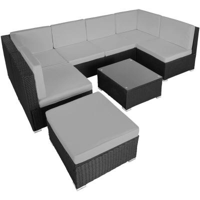 TECTAKE  canap&eacute; de jardin venise 7 places - noir/gris 404297