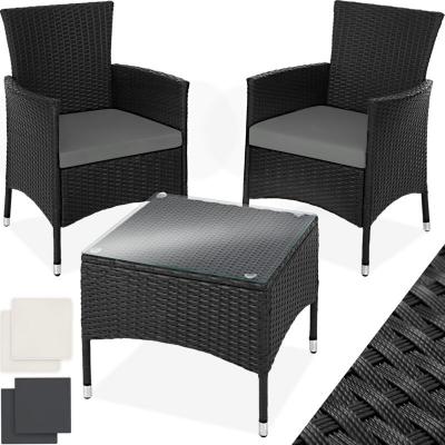 TECTAKE Salon de jardin LUCERNE 2 places avec 2 sets de housses - noir