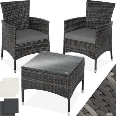 TECTAKE Salon de jardin LUCERNE 2 places avec 2 sets de housses - gris