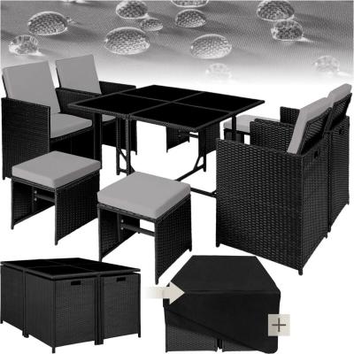 TECTAKE Salon de jardin BILBAO 8 places avec housse de protection - noir/gris