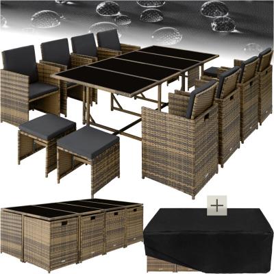 TECTAKE Ensemble de jardin Palma 12 places marron naturel/gris fonc&eacute;