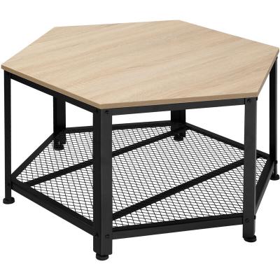 Table basse NORWICH Style Vintage 86,5x75x46,5cm effet Bois clair