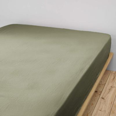 TERRE DE NUIT Drap housse double gaze de coton kaki 160x200 cm - Kaki
