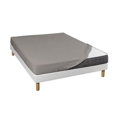 NON RENSEIGNE Terre de Nuit Drap housse gris jersey coton Lycra Tencel 160x200