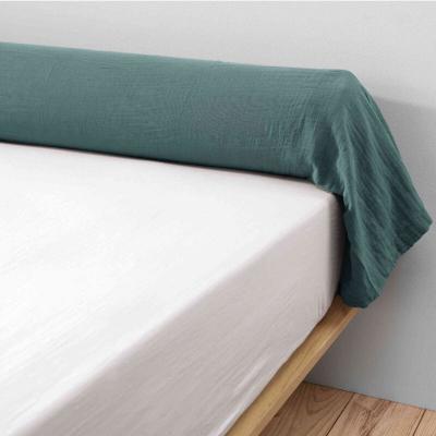 TERRE DE NUIT  - Taie de traversin double gaze de coton bleu canard 160 cm