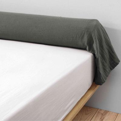 TERRE DE NUIT Taie de traversin double gaze de coton gris anthracite 160 cm 