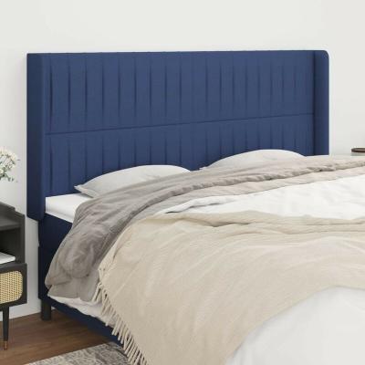 VIDAXL T&ecirc;te de lit avec oreilles Bleu 183x16x118/128 cm Tissu  Bleu